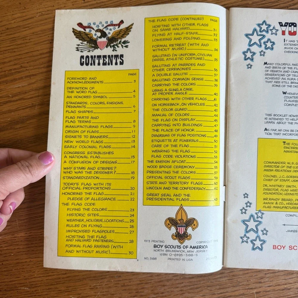 Vintage 1973 Boy Scouts of America BSA Your Flag Booklet ISBN 0-8395-3188-5